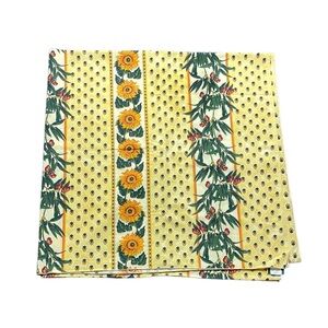 Vintage Vent du Sud Yellow Floral French Country Tablecloth Rectangle